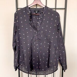 Lucky Brand Polka Dot Long Sleeve Blouse Sz S